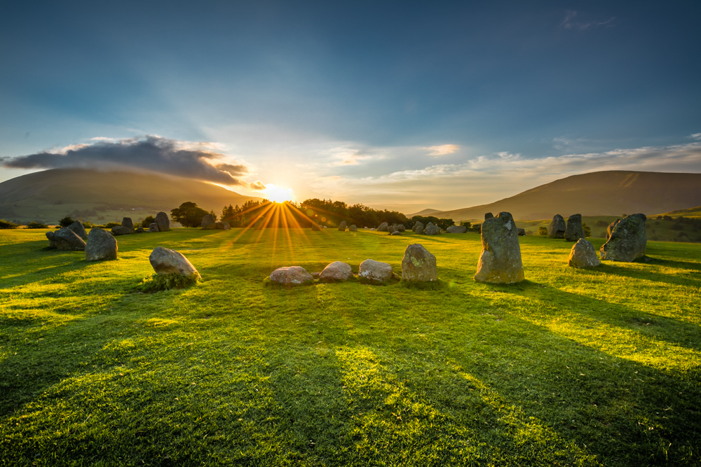 CastleRigg stone circle on a midsummer Sunrise